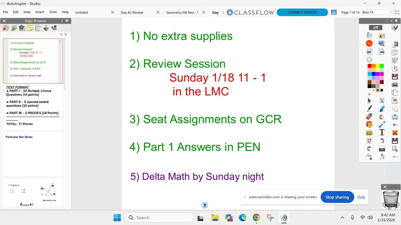 Geometry AB January 15th - MIDTERM REVIEW - Day #2
