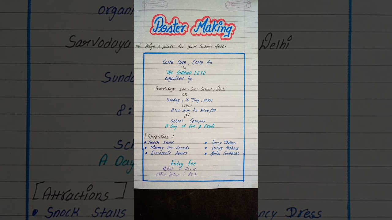 Poster making class 6,7,8,9,10,11,12 format l poster writing kaise likhate hain l #poster #shorts