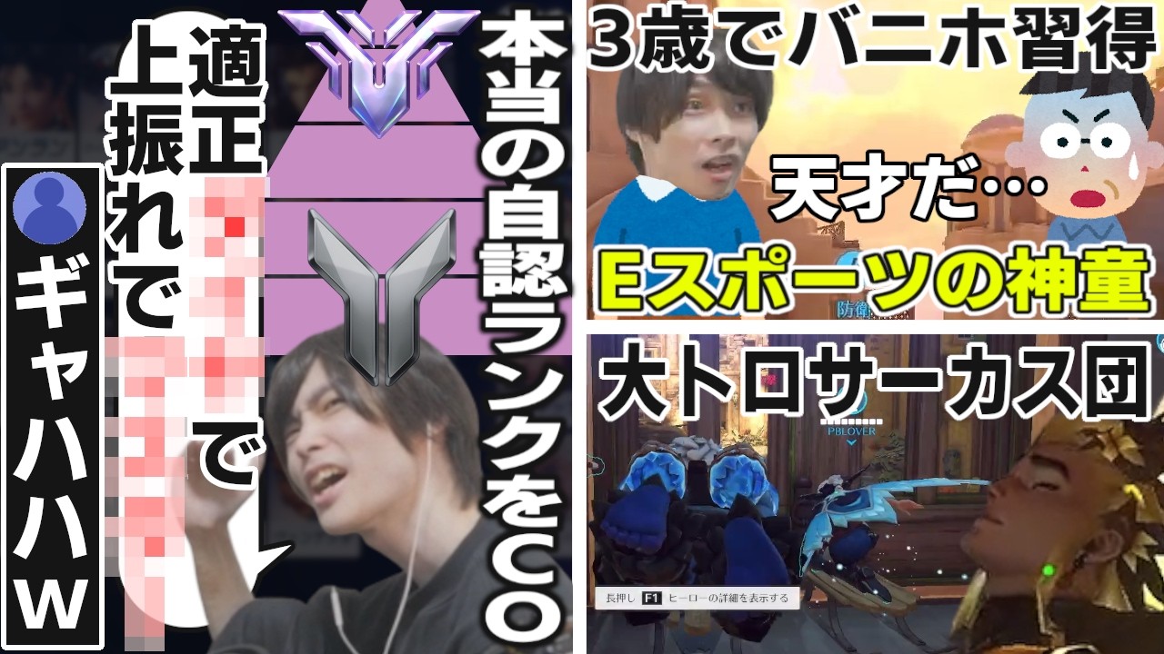 本気で考えた適正ランクを視聴者に大笑いされるメルトン/3歳でバニホとロケジャンを習得した神童/大トロサーカス団結成【オーバーウォッチ/OW/切り抜き】
