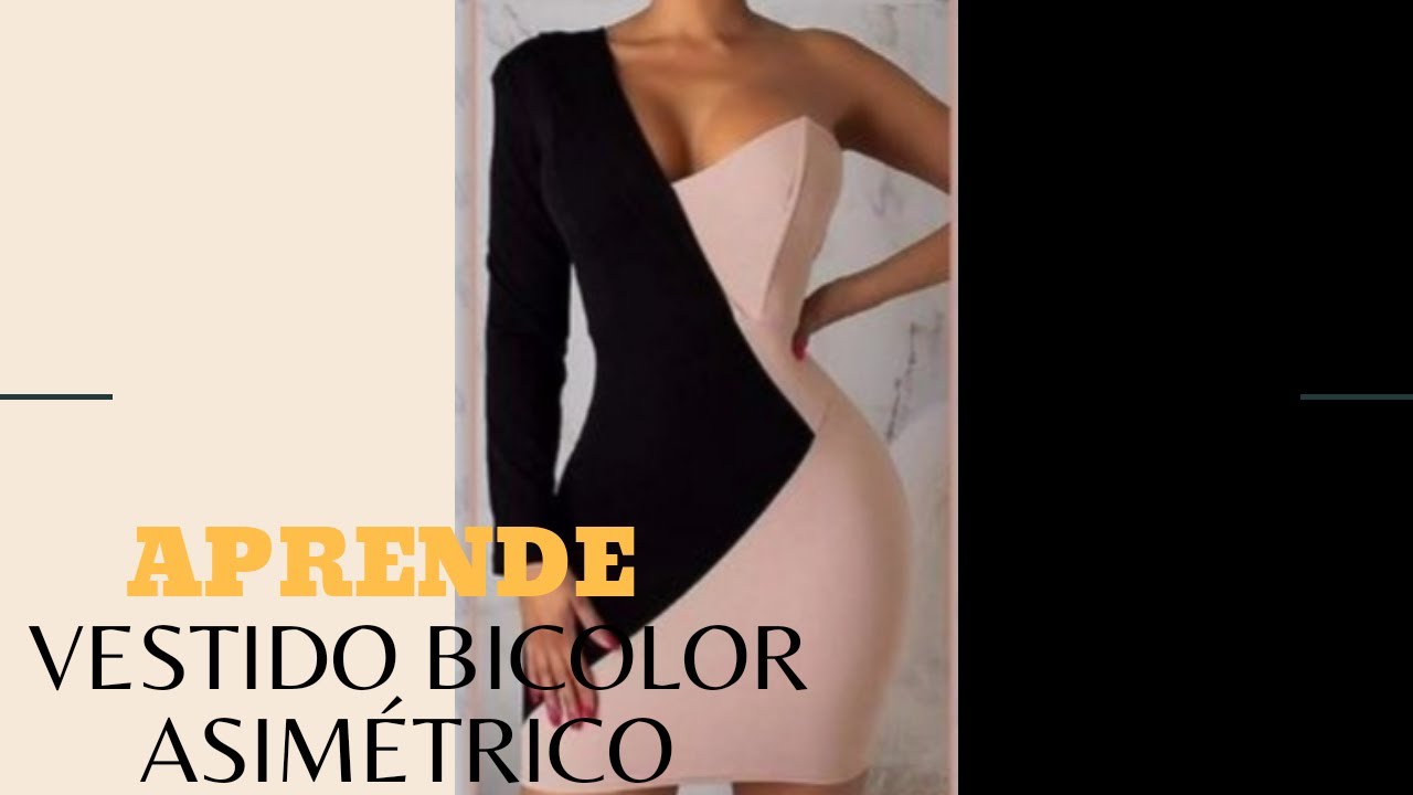 VESTIDO BICOLOR ASIMÉTRICO PASO A PASO MOLDERIA/ CURSO DE COSTURA GRATIS