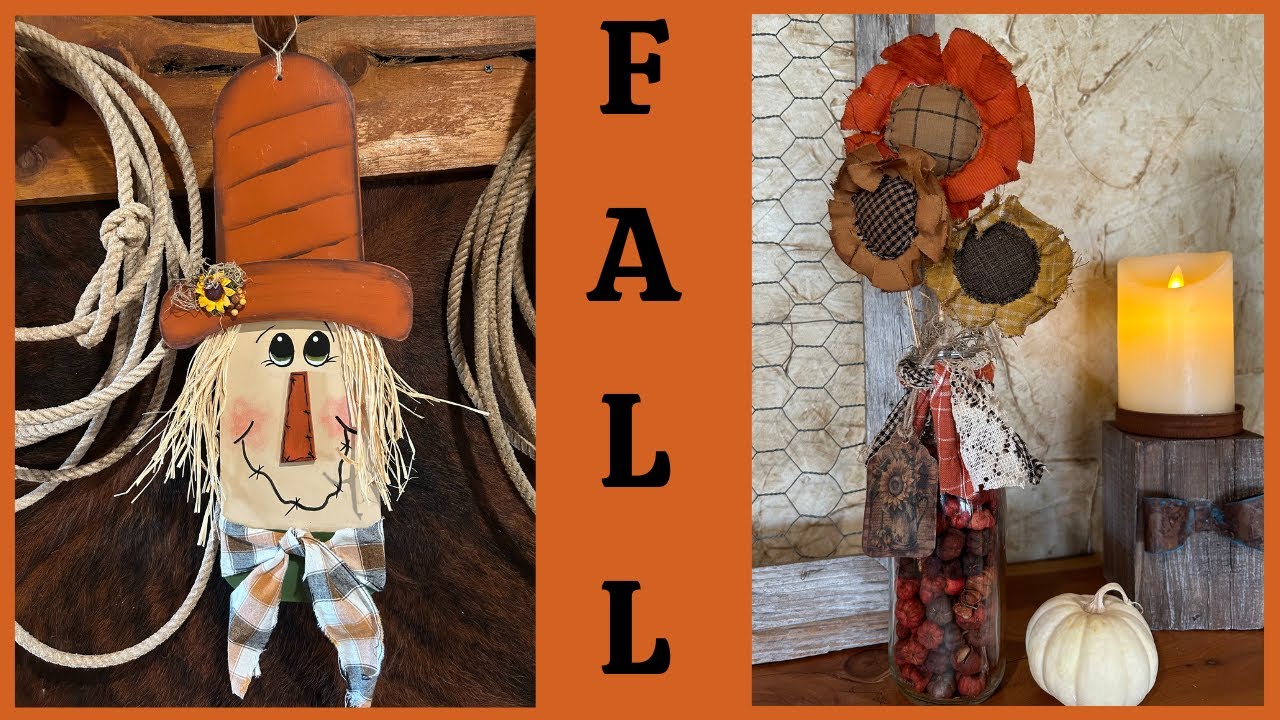Scarecrow Fan Blade & Primitive Cloth Flowers
