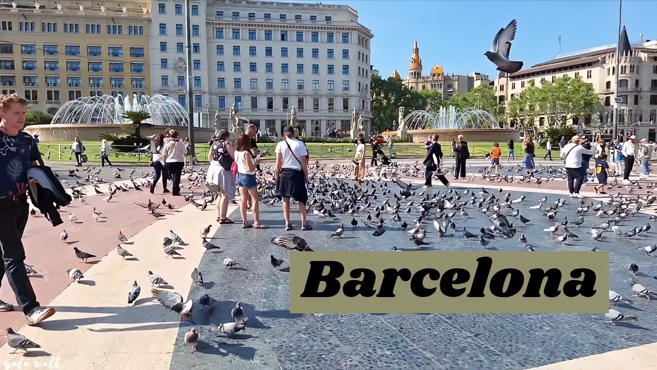 Walking Tour in Barcelona Spain (Tourist Attractions, Markets)