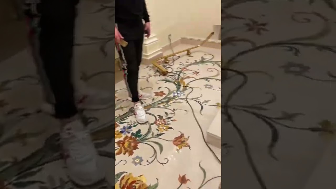 Luxury flora style waterjet marble medallion for stair and floor decoration