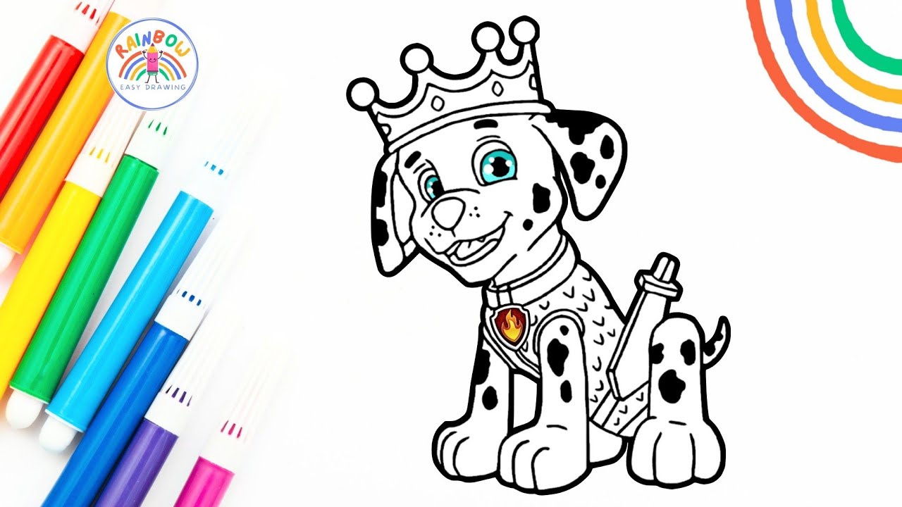 Draw Marshall Paw Patrol | King Marshall Drawing Simple 🌈🐶👑