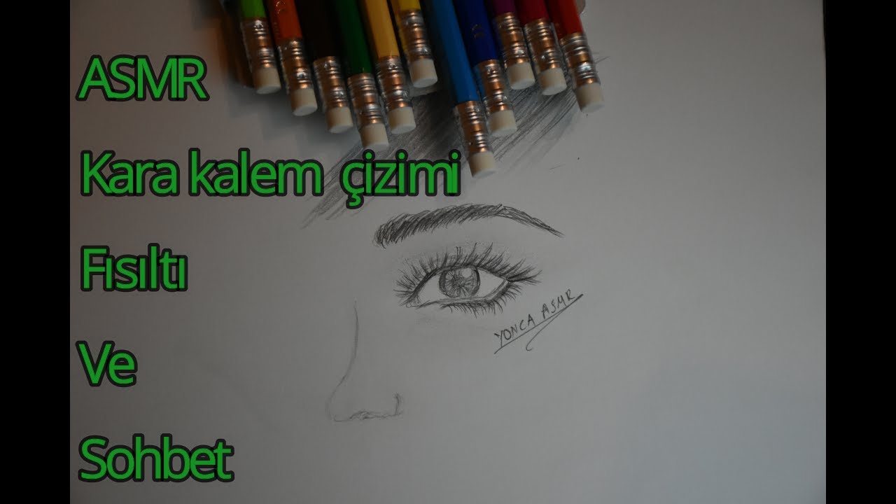 Türkçe ASMR | Karakalem çizim | Sakız çiğneme ve sohbet | ( asmr drawing,  whisper and chewing gum )
