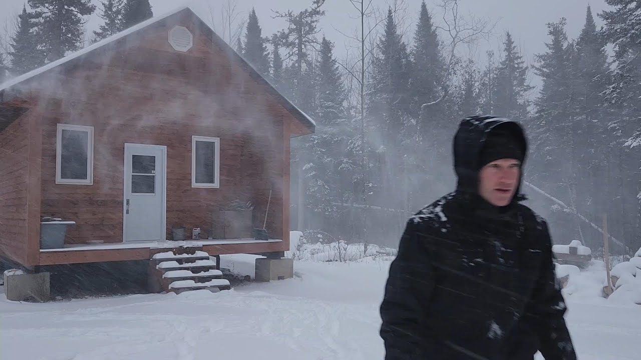 Winter Snow Storm At The Off Grid Cabin | Building Doors For The Bathroom
