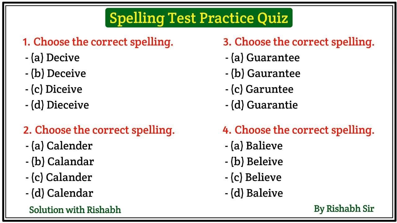 Spelling Test | English Spelling practice | Correct Spelling | Correct spelling of words in english