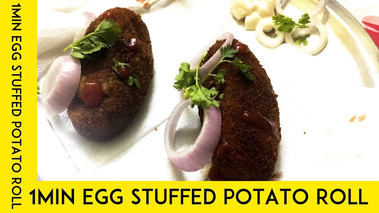 1min EGG Stuffed Potato Roll Making | Ramya's kitchen | Episode #4