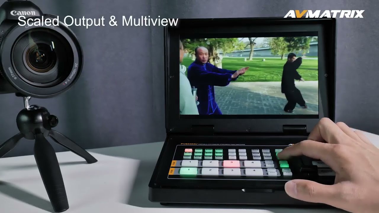 AVMATRIX PVS0403U міні відеомікшер 4 входи 3G-SDI/HDMI з вбудованим монітором, стрімінг USB type-C