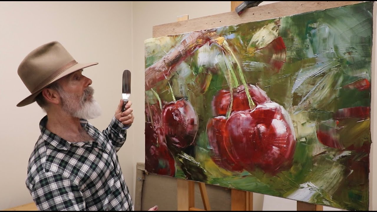 LARGER than LIFE Cherries 🍒Oil Painting with Palette Knife🎨