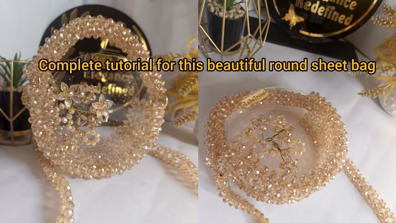 Round sheet bag tutorial with crystal beads