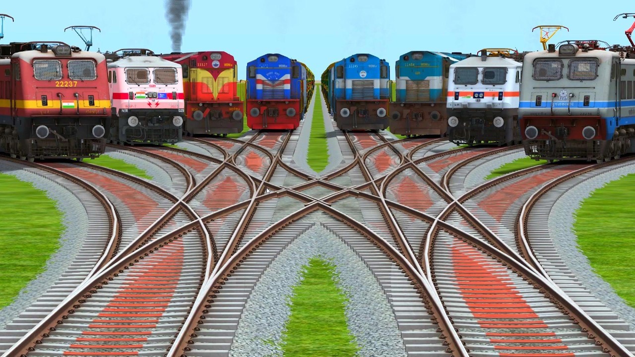🥸Eights Higher Graphics Trains Crossing At Bumpy Curves Tracks || LHB coaches | icf coaches 