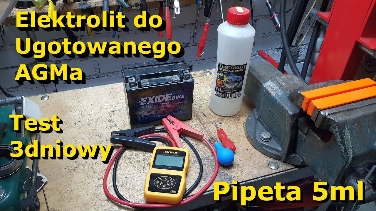 Dolanie Elektrolitu do Przeładowanego Akumulatora AGM - Ile Elektrolitu Dodać ? Uszkodzony Regulator
