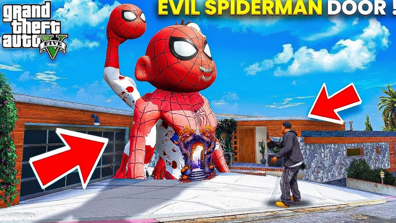 Shin Chan Stuck in Evil Spider Man Shin Chan Door at Franklin House| Franklin Helping Gta 5 Telugu