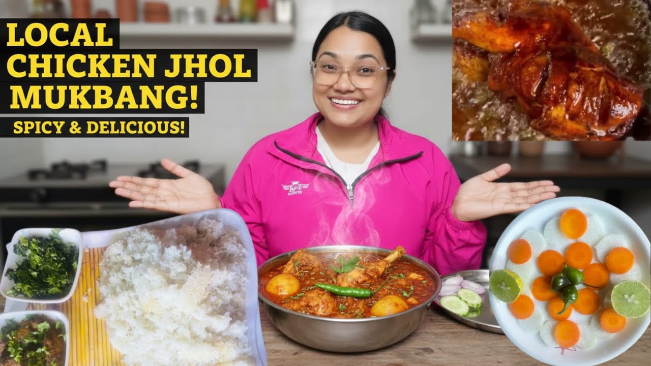 NEPALI LOCAL CHICKEN 🐓JHOL WITH RICE 🍚 | लोकल कुखुराको झोल र भात | NEPALI MUKBANG 