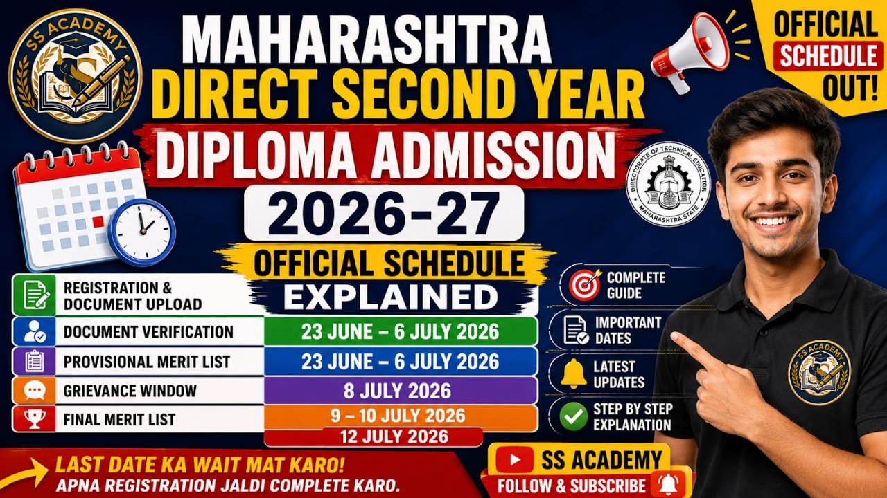 Maharashtra Direct 2nd Year Diploma Admission 2026-27 Official Schedule Explained | Complete Guide |