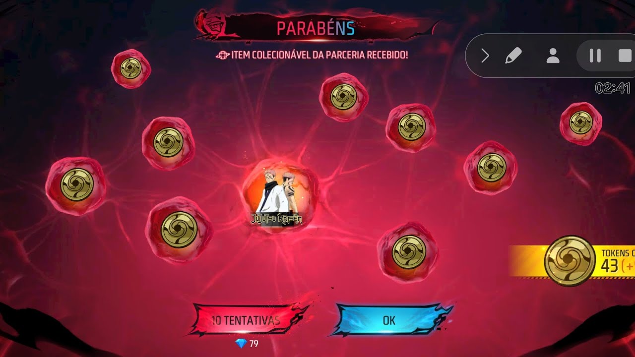 Pegando quase tudo da parceria de jujutsu kaisen no free fire 