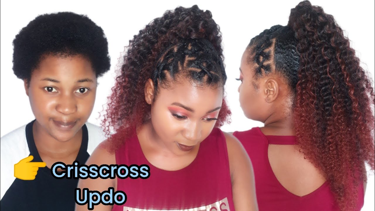 How to crisscross rubber band updo on shot 4c hair | Beginner friendly