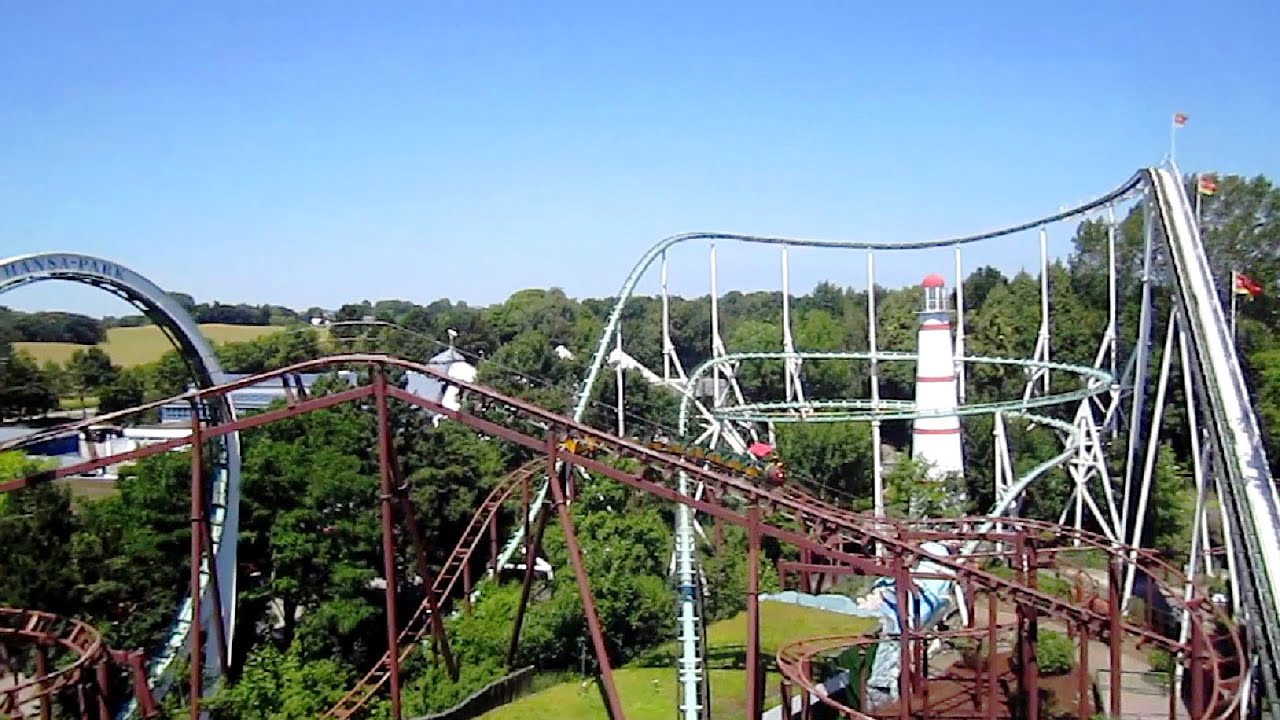 Nessie Superrollercoaster front seat on-ride HD POV Hansa Park