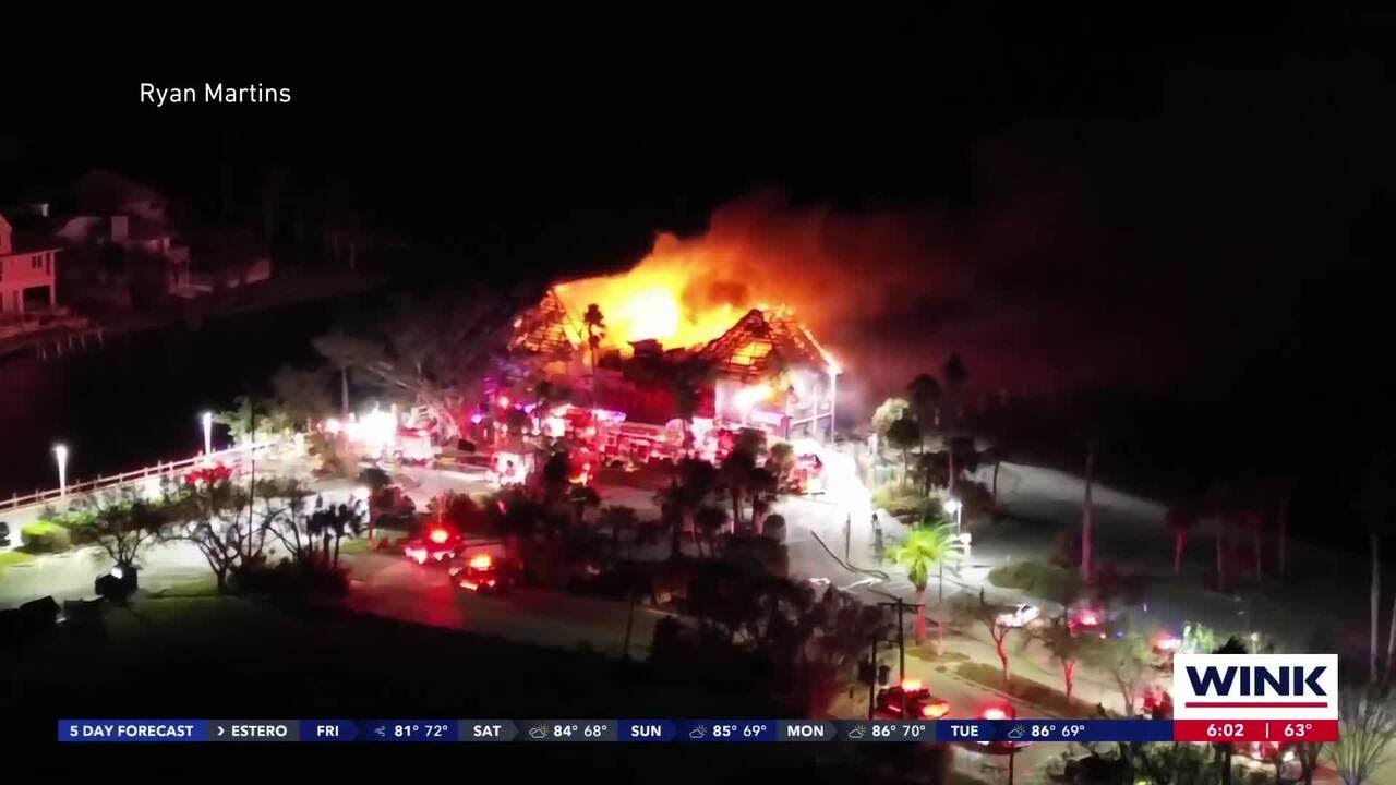 The Boathouse Tiki Bar and Grill errupts into flames in Cape Coral