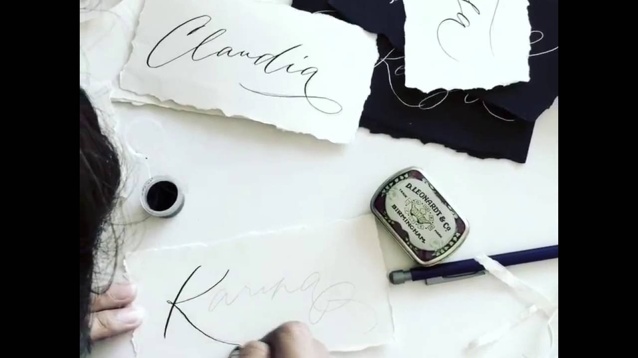 Modern Calligraphy on hand torn Escort / Place Cards
