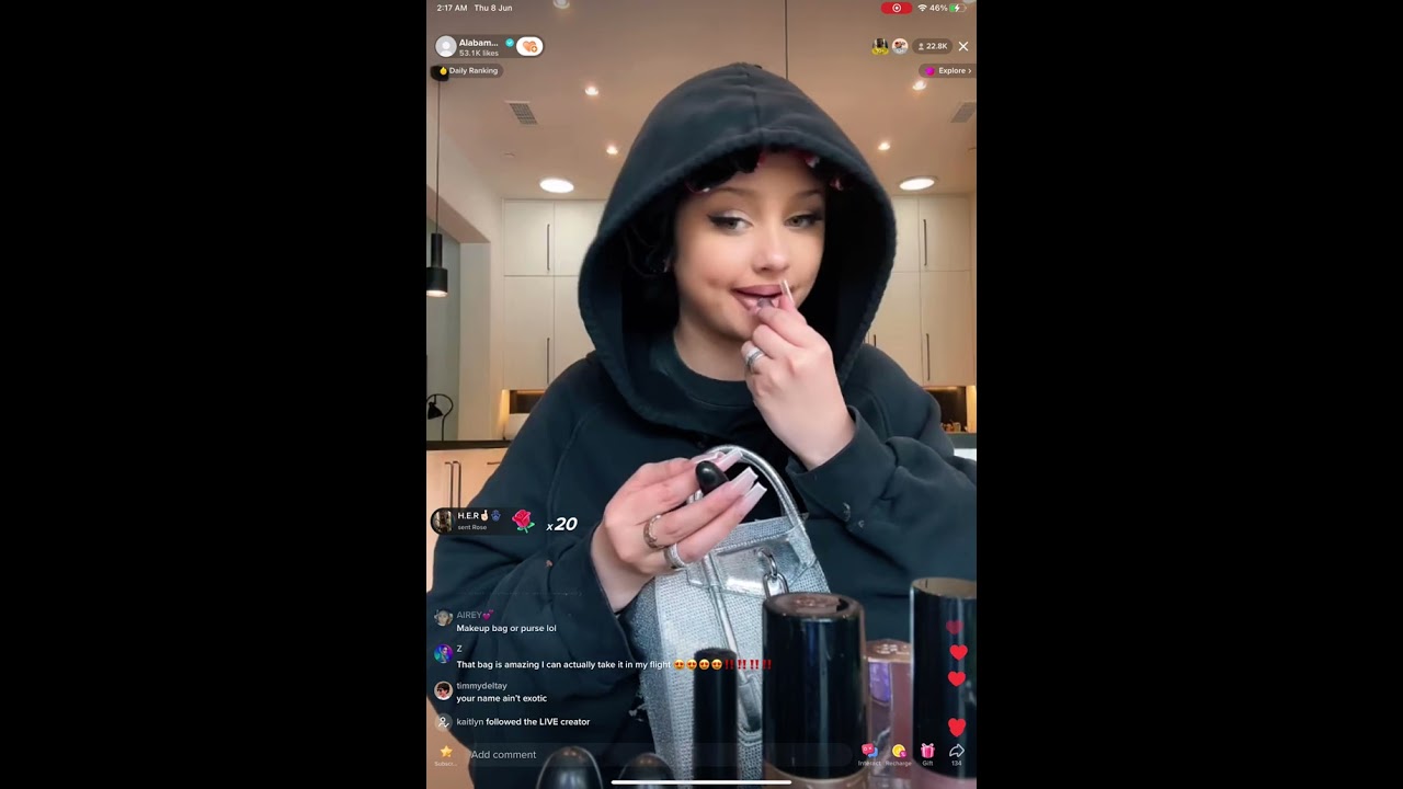 Alabama Barker TikTok live whats in my bag #tiktok #tiktoklive