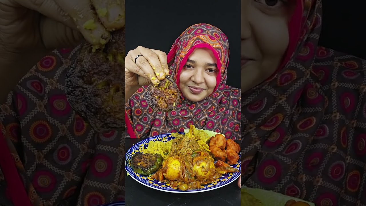 Cooking &Eating Chicken Garlic Khichuri,Spicy Egg Curry,Chilli Pakora,Begun baja Bigbite Asmr Eating