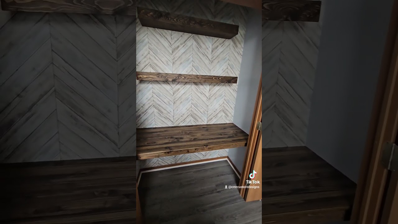 floating desk and shelves stained jacobean @MinwaxUSA #shorts #reels #floatingdesk