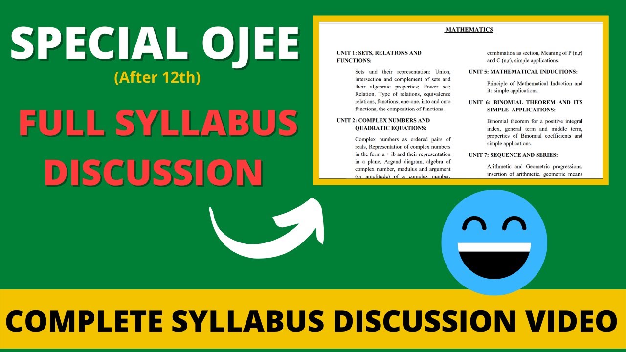 SPECIAL OJEE SYLLABUS DISCUSSION ll OJEE B.TECH SYLLABUS DISCUSSION ll OJEE 2021