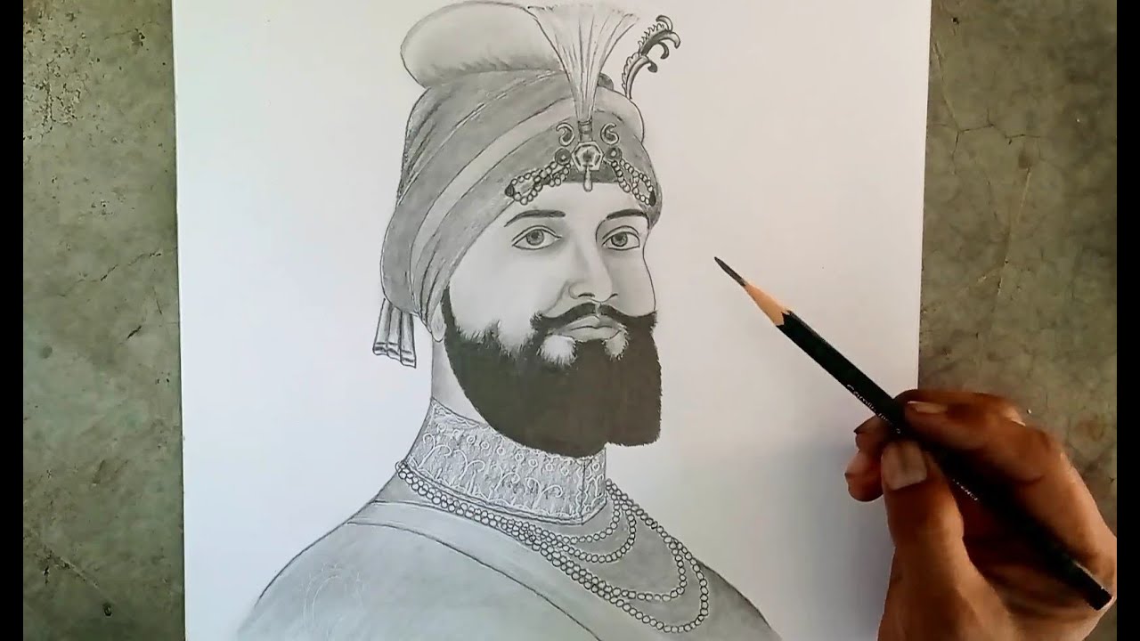 Guru Gobind singh ji drawing/ Portrait drawing of Guru Gobind singhji with pencil/