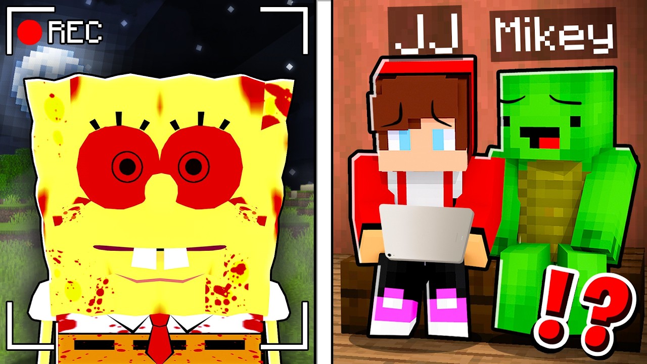 How JJ And Mikey Caught SCARY SPONGEBOB.EXE On a Hidden Camera At NIGHT! - Maizen