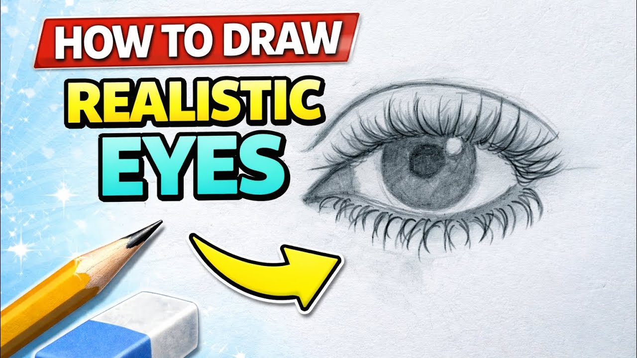 How to Draw Realistic Eyes for Beginners | Step by Step Eye Drawing Tutorial (Easy)