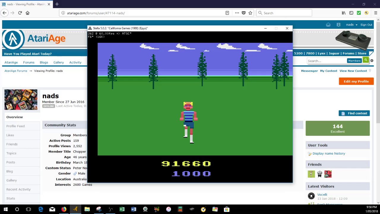 California Games Footbag : Atari 2600 99,990 points