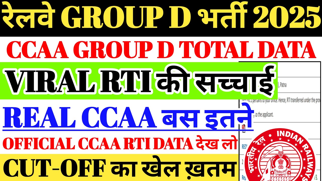 रेलवे GROUP D भर्ती 2025 | CCAA GROUP D TOTAL DATA RTI REPLY🔥 बस इतने REAL CCAA, CUTOFF का खेल खत्म😍