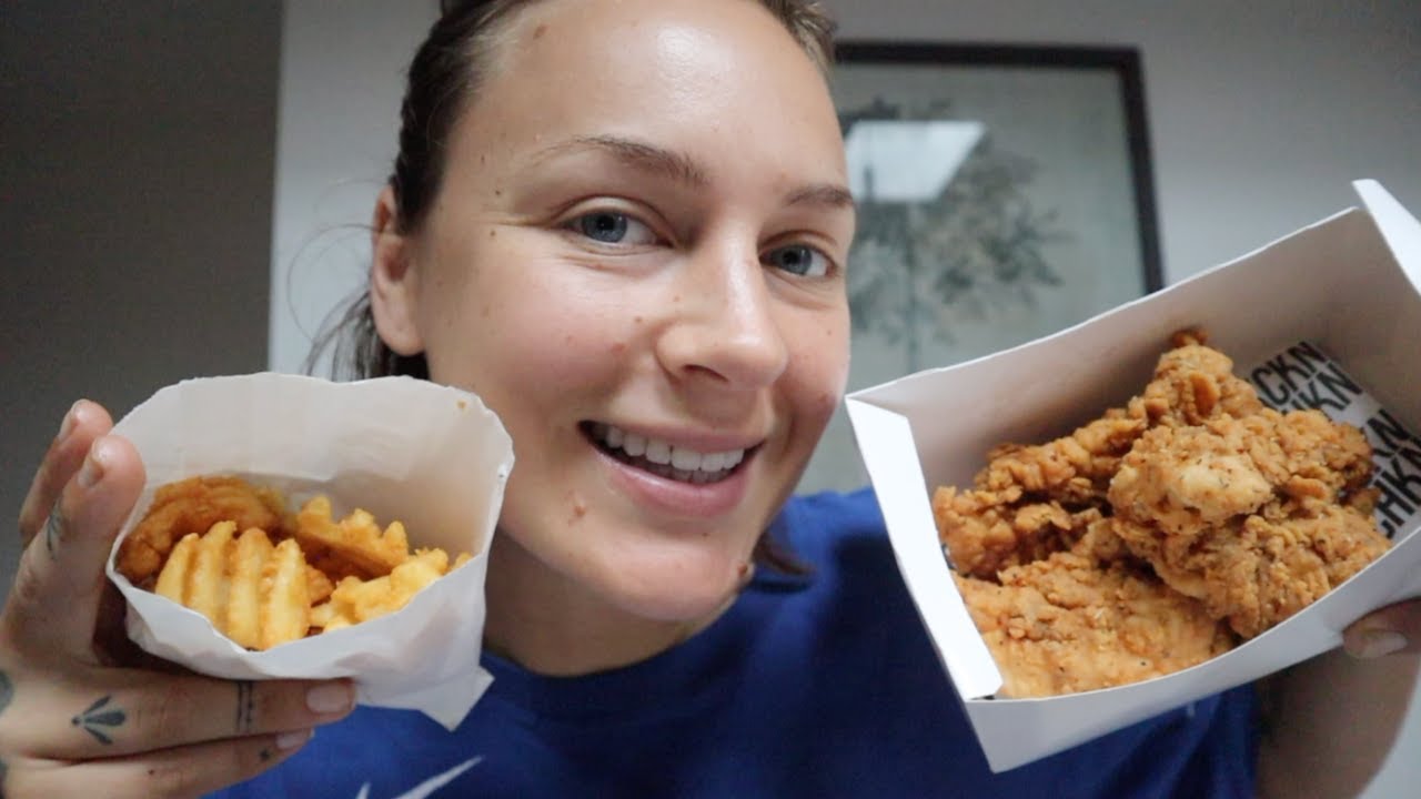 ASMR | Fried Chicken and Waffle Fries MUKBANG *Plus Rain Sounds*