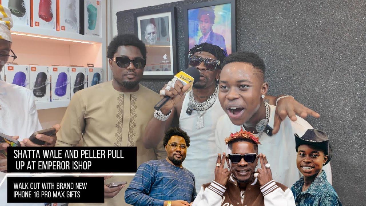 Shatta Wale and Peller Pull Up at Emperor iShop — Walk Out with Brand New iPhone 16 Pro Max Gifts