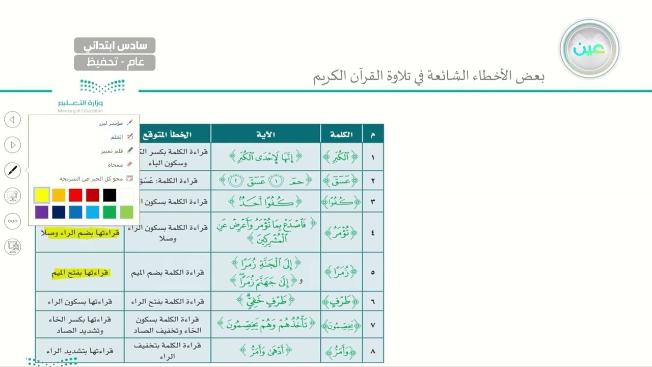 تجويد: بعض الأخطاء الشائعة في تلاوة القرآن الكريم (1) - القرآن الكريم والدراسات الإسلامية