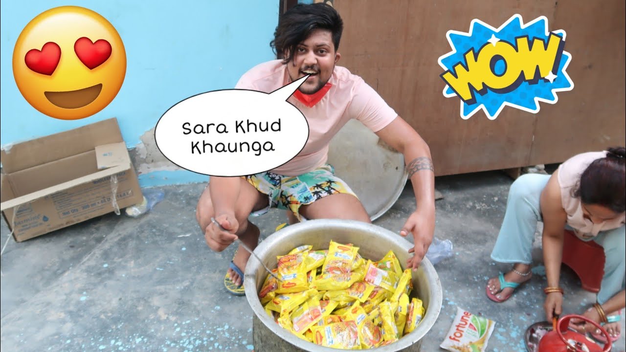 COOKING 100 MAGGI NOODLES FOR THE FIRST TIME😱😍 **EXCITED**