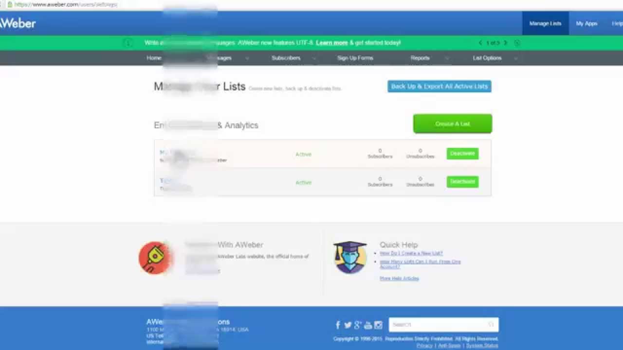 Aweber Tutorial: Setting Up Your Lists