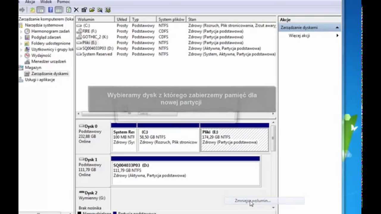 Jak podzielić dysk na partycje windows 7