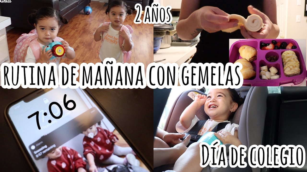 Mi Rutina de mañana con gemelas de 2 años ( día de colegio)