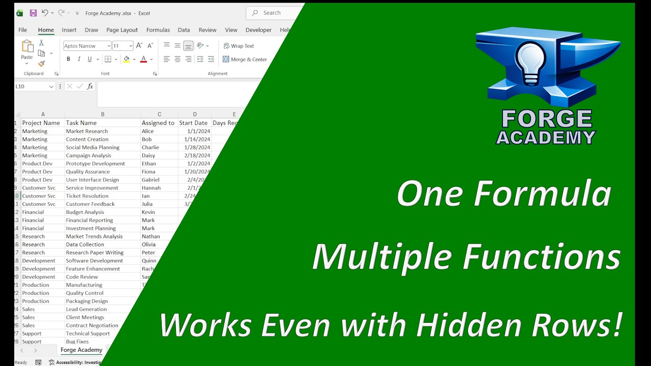 Excel: One Formula, Multiple Functions — Works Even with Hidden Rows!