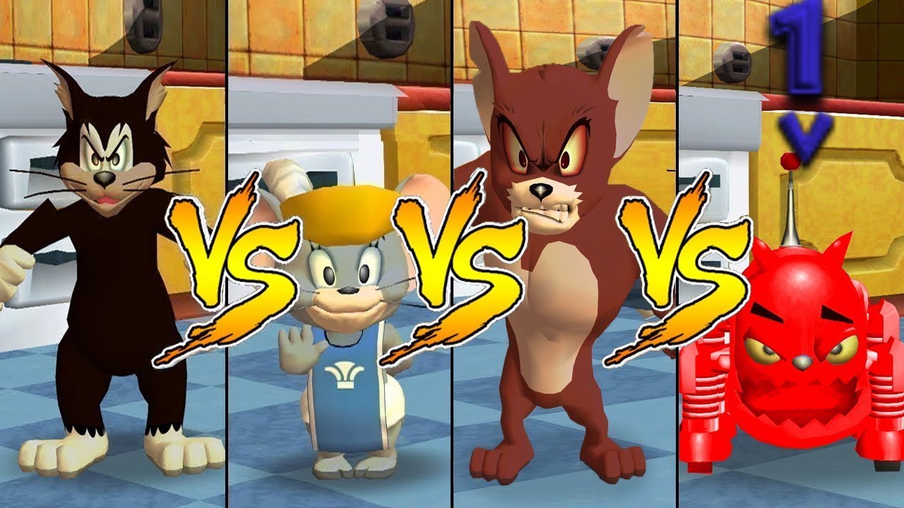 Tom and Jerry in War of the Whiskers Butch Vs Robot Cat Vs Nibbles Vs Jerry (Master Difficulty)