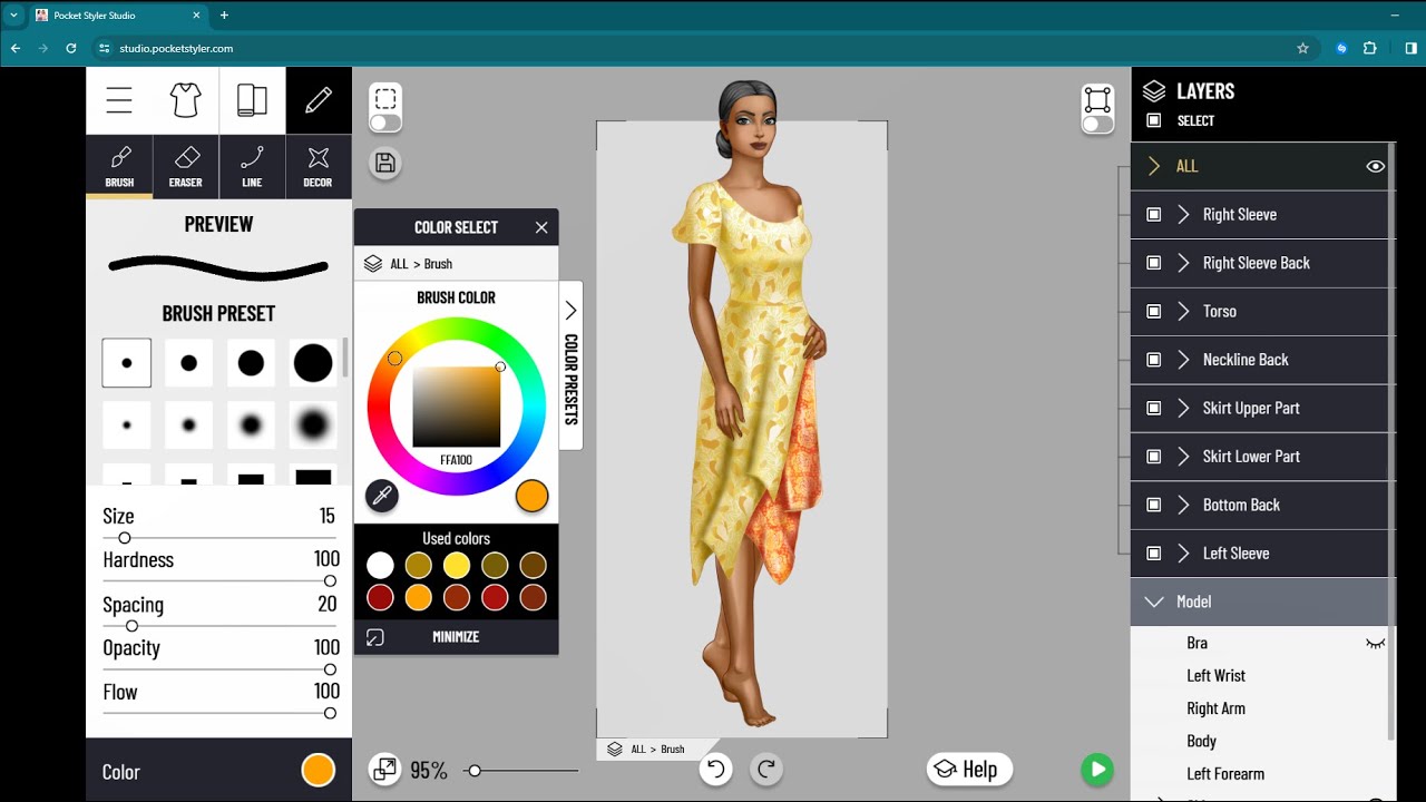 Pocket Styler Studio Tool - Shading with dynamic colors