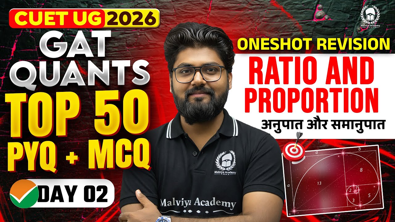 CUET UG 2026 GAT Quants | Ratio & proportion Top 50 PYQ+MCQ | Umeed Phase-2 | Shubham Sir