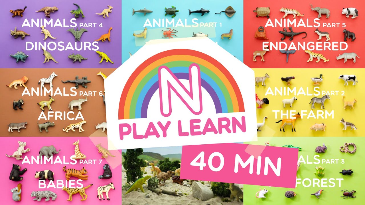 Learn Animals Names and Sounds for Kids | COMPILATION 40min | Part 1 to 7