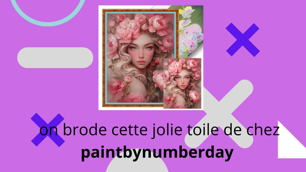 Avancée #4 sur ma toile fille aux pivoines #paintbynumberday #pointdecroix #crosstitch