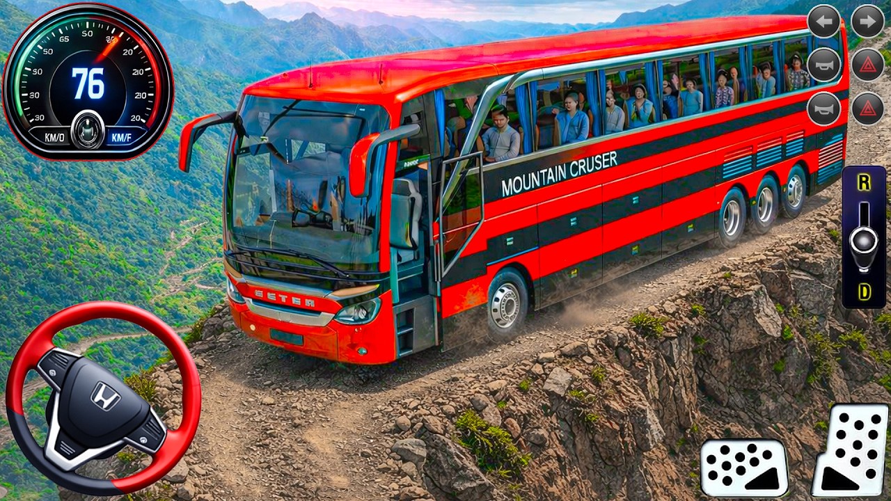 Hill Bus Driving Game 3D: Passenger bus drive up hill offroad adventure - bus game android gameplay