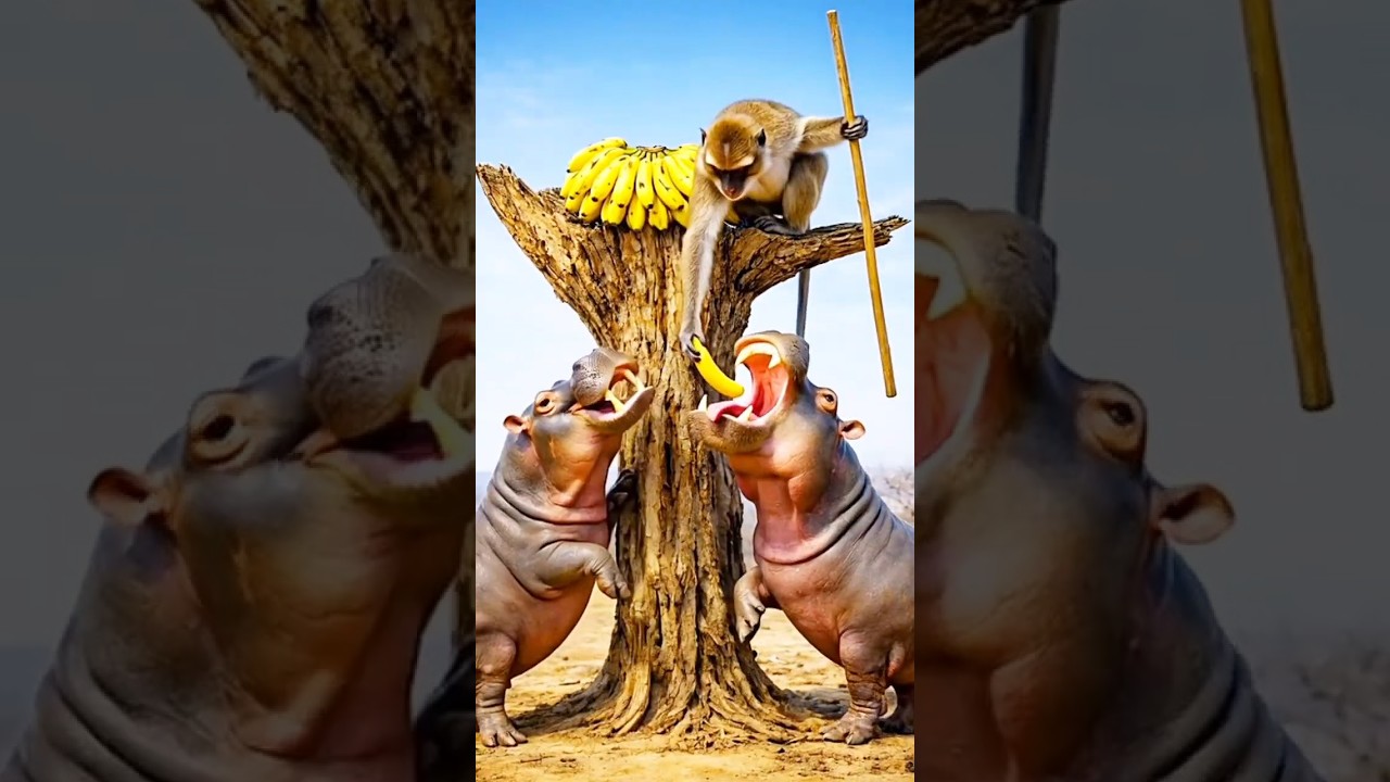 King of the bananas 🍌🐒 #WildlifeFun #WildlifeComedy #funny