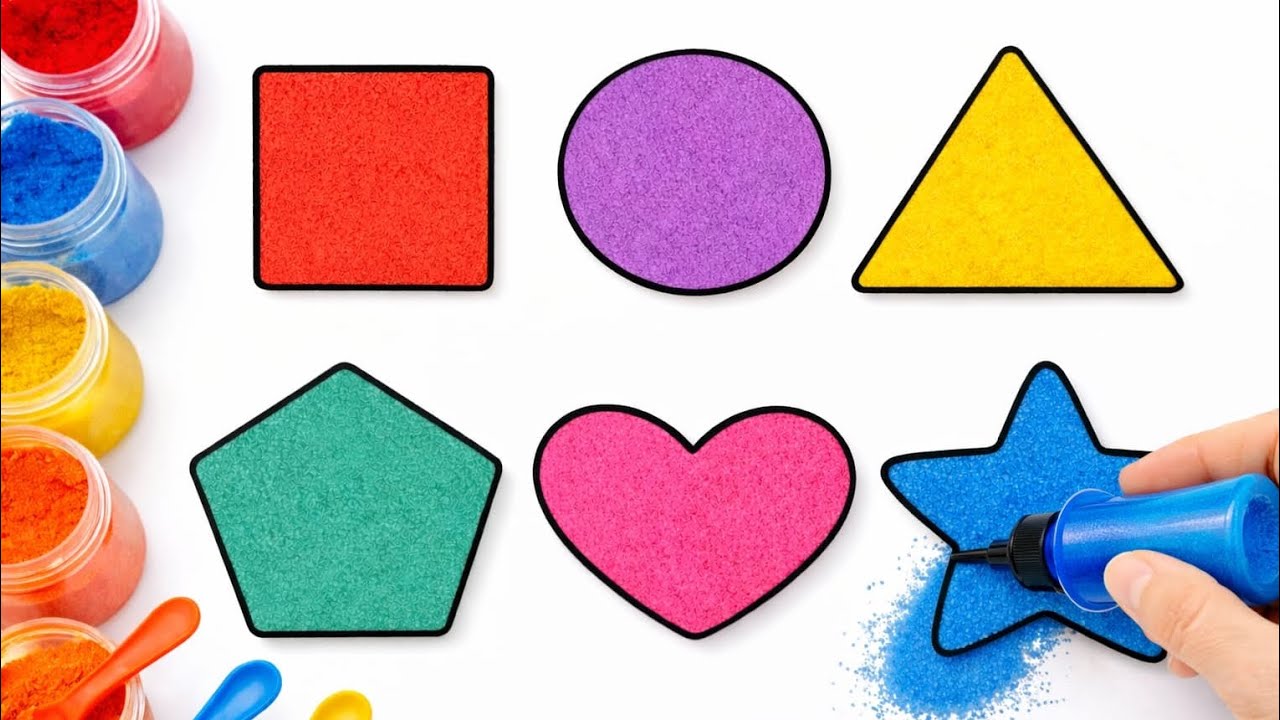 Shapes drawing for kids, Learn 2d shapes, colors for toddlers | Preschool Learning part - 125